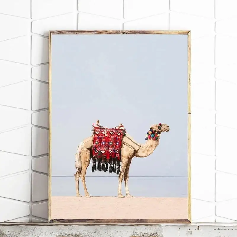 

Moroccan Modern Wall Art Animal Camel Desert Landscape Canvas Painting Scandinavia Poster and Print Home Decor for Living Room