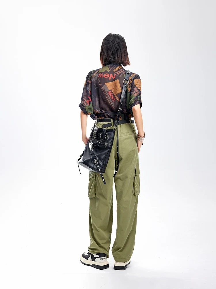 Tuogu Fashion Brand Short Strap Print Shirts Women Half Sleeve 2024 Summer New Design Sense Top |