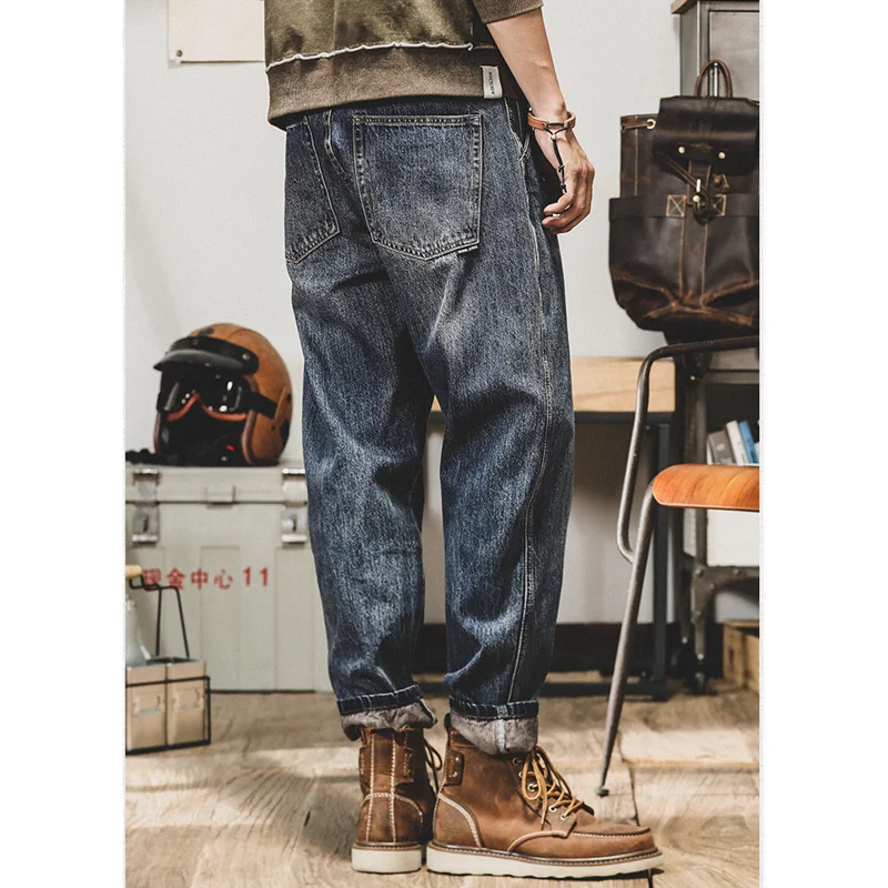 Men Clothing 2022 New Pattern Recreational Vintage Broad Leg Blue Jeans Straight Cylinder Large Loose Cargo Pants Autumn Female