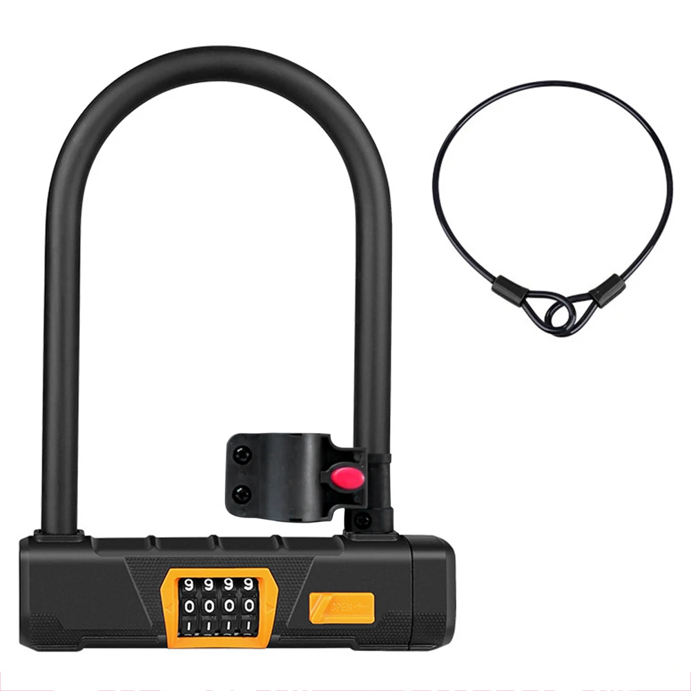 

Bike Lock Outdoor Chain Cable Security U Shaped Safety Universal 4 Digits Password Alloy Steel Anti Theft Portable Rustproof