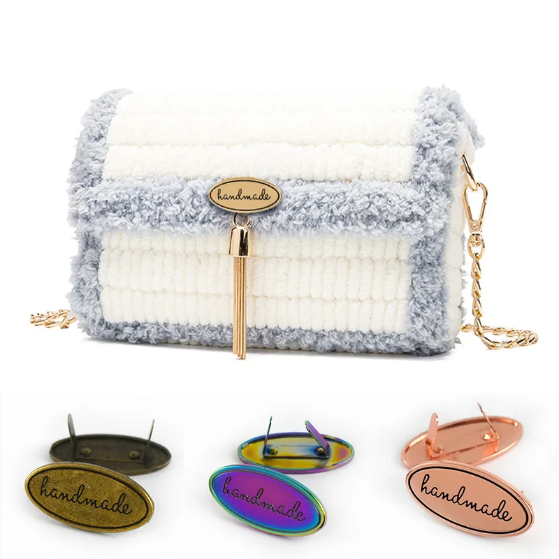 

5pcs Clothing Bags Handbag Hardware Handmade Tags Metal Garment Labels Decorative DIY Craft