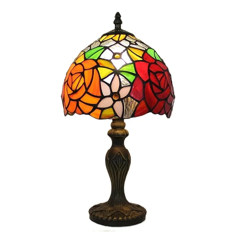 8-дюймовый классический витражный 2-цветный абажур в стиле ретро американская