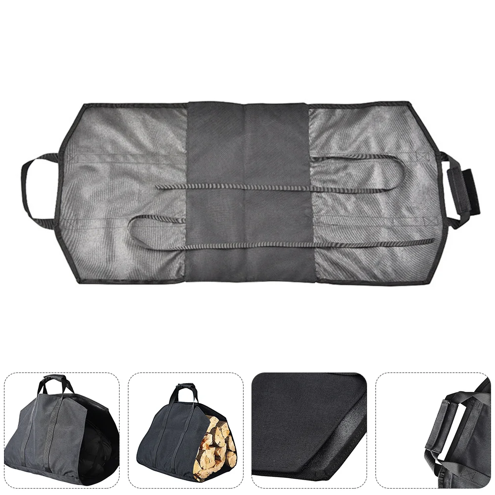

Firewood Log Carrier Cloth Pouch Tote Wood Storage Organizer Carry Container Fireplace Holder Hand Fire Outdoor