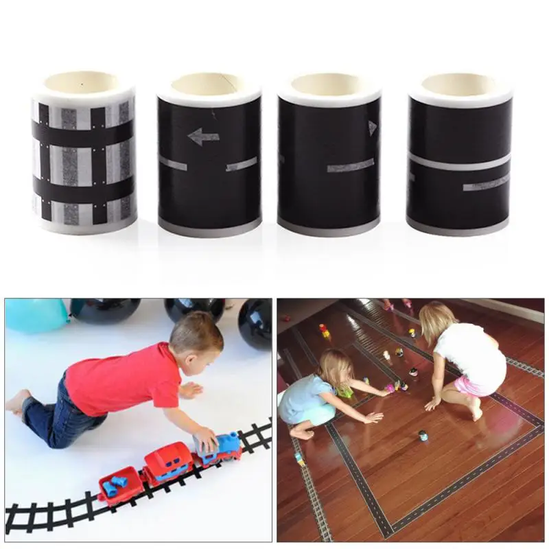 

Creative DIY Road Highway Railway Paper Tape Removable Track Road Kids Traffic Car Toy Floor Sticker House Decoration Toys