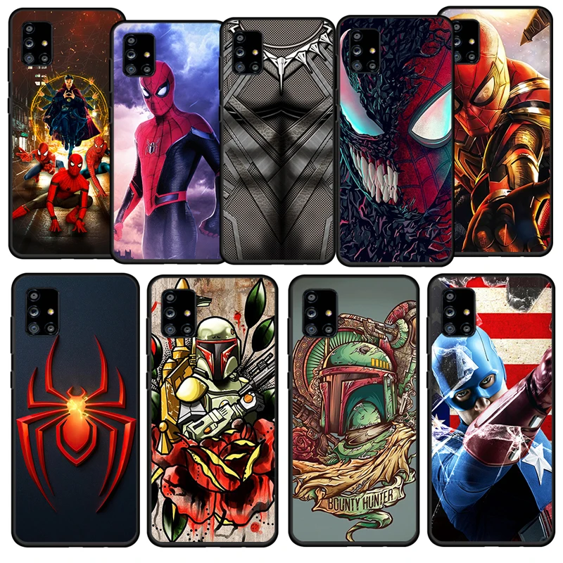 

Marvel Hero cartoon cute For Samsung Galaxy A52S A73 A72 A71 A52 A51 A12 A32 A21S TPU Soft Silicone Black Phone Case Fundas Capa