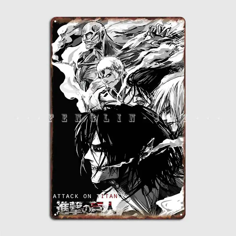 

Металлические плакаты с табличкой «атака на Титанов», настенные ретро-Плакаты для вечевечерние