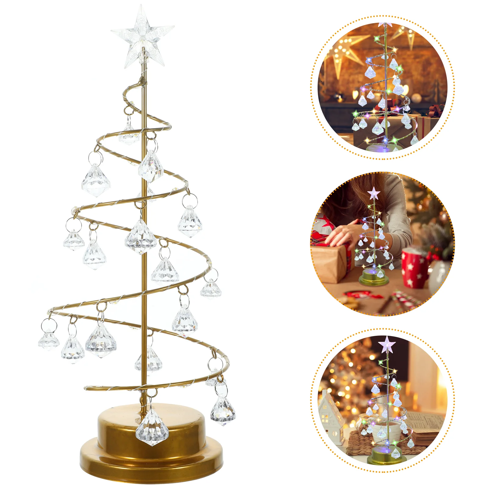 

Small Christmas Tree Lamp Star Night Luminous Glass Ball Desk Light Girl Bedside Table