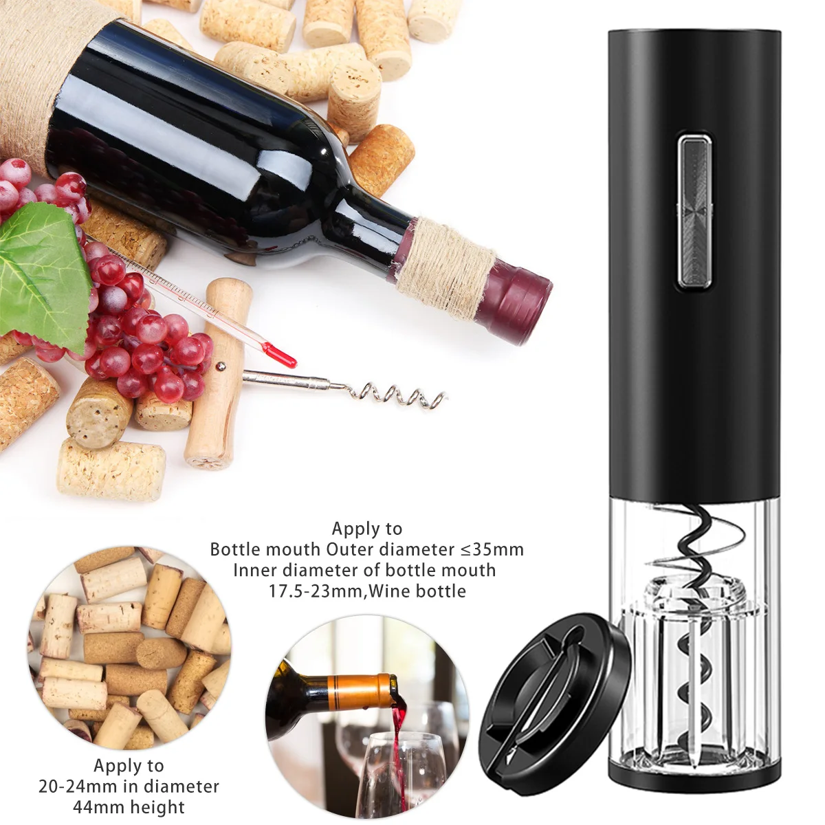 

Electric Wine Opener Rechargeable Automatic Corkscrew Wine Bottle Opener with Foil Cutter & USB Charging Kitchen Tool Can Opener