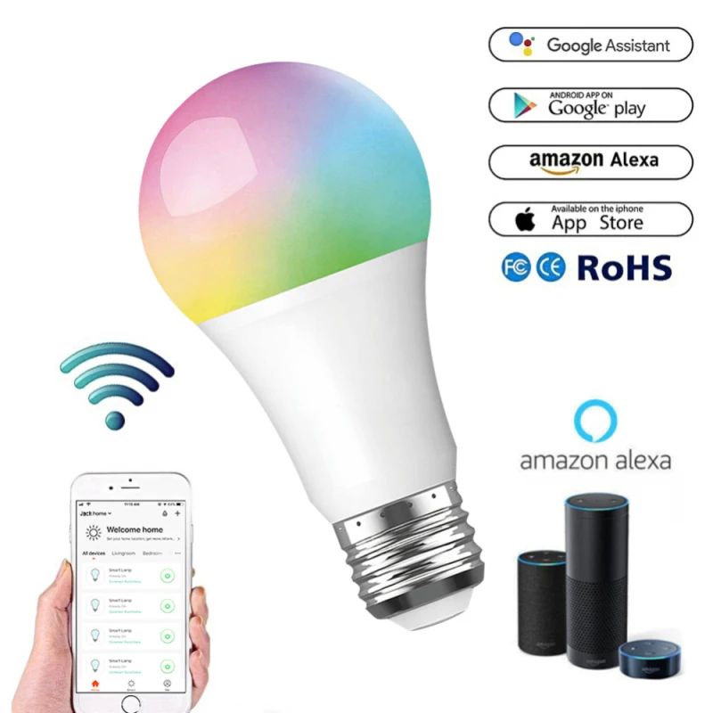 

Умная RGB лампа с Wi-Fi для управления приложениями Amazon Alexa/ Home