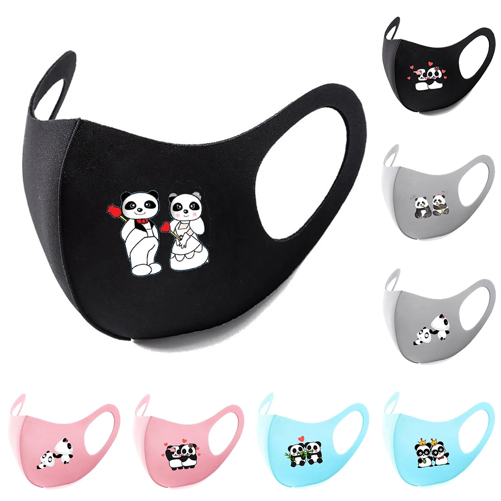 

Panda Printed Ice Silk Mask Anti-dust Cotton Mouth Face Mask Anti-fog Black Stereo 3d Mask Respirator Cotton Designer Mask