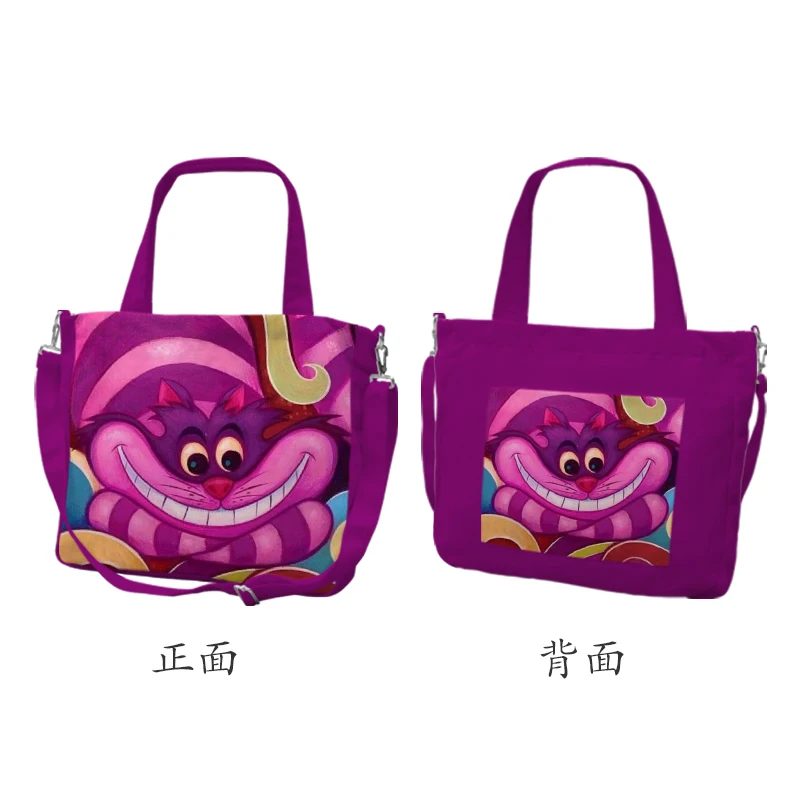 Disney Cheshire cat V8841 Anime Shoulder Bags Customized Cartoon Shopping Bag Casual Tote Storage Handbag Gift images - 6
