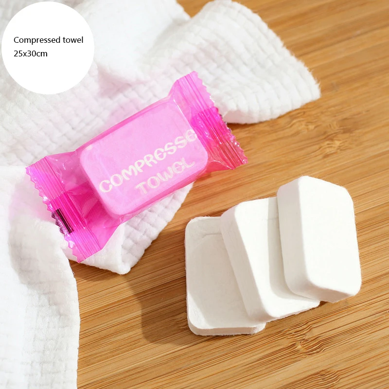 

10pcs Disposable Pure Cotton Compressed Portable Travel Face Towel Water Wet Wipe Washcloth Napkin Moistened Tissues