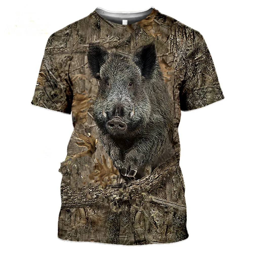 Camouflage Hunting Animal Boar 3D Printed T-Shirt Summer Casual Men's T-Shirt Fashion Street Short Sleeve Jacket Short Sleeve
