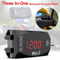 motorcycle electronic clock thermometer voltmeter 3 in 1 universal ip67 waterproof dust proof led digital display accessories