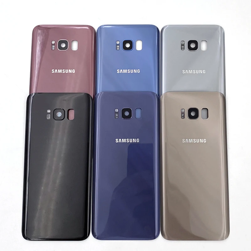 

New Back Glass For Samsung Galaxy S8 G950 SM-G950F S8Plus S8+ G955 Battery Cover Rear Door Housing Panel +Camera Lens Frame