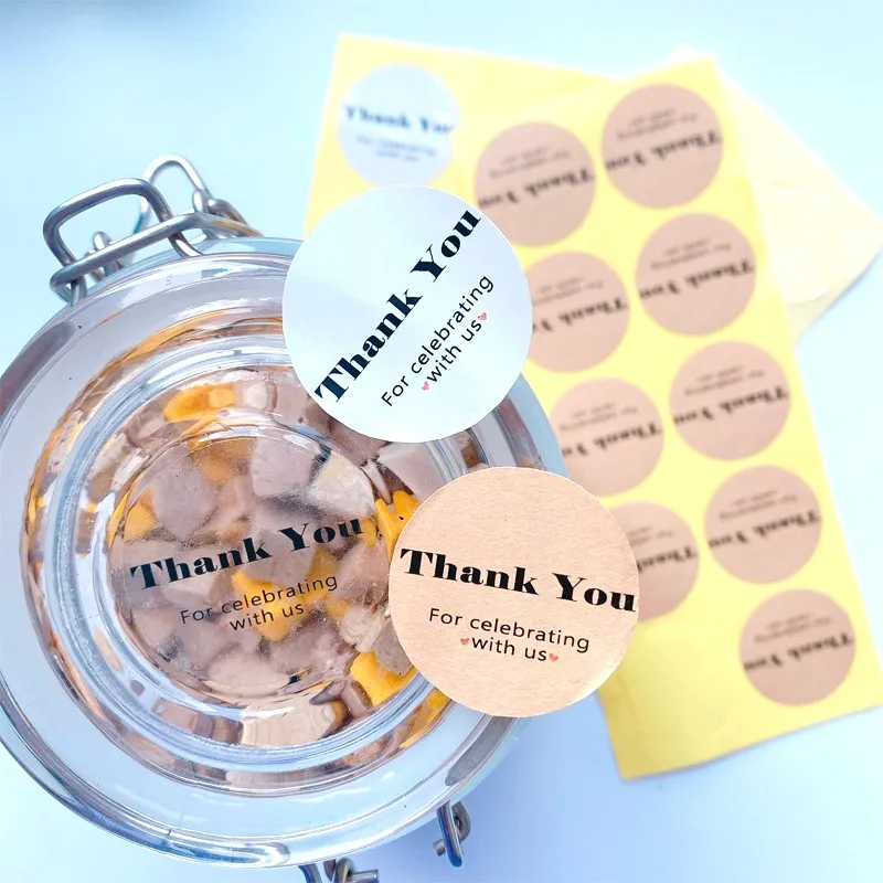

500pcs thank you for business stickers package sealing kraft white labels round adhesive stationery sticker free shipping