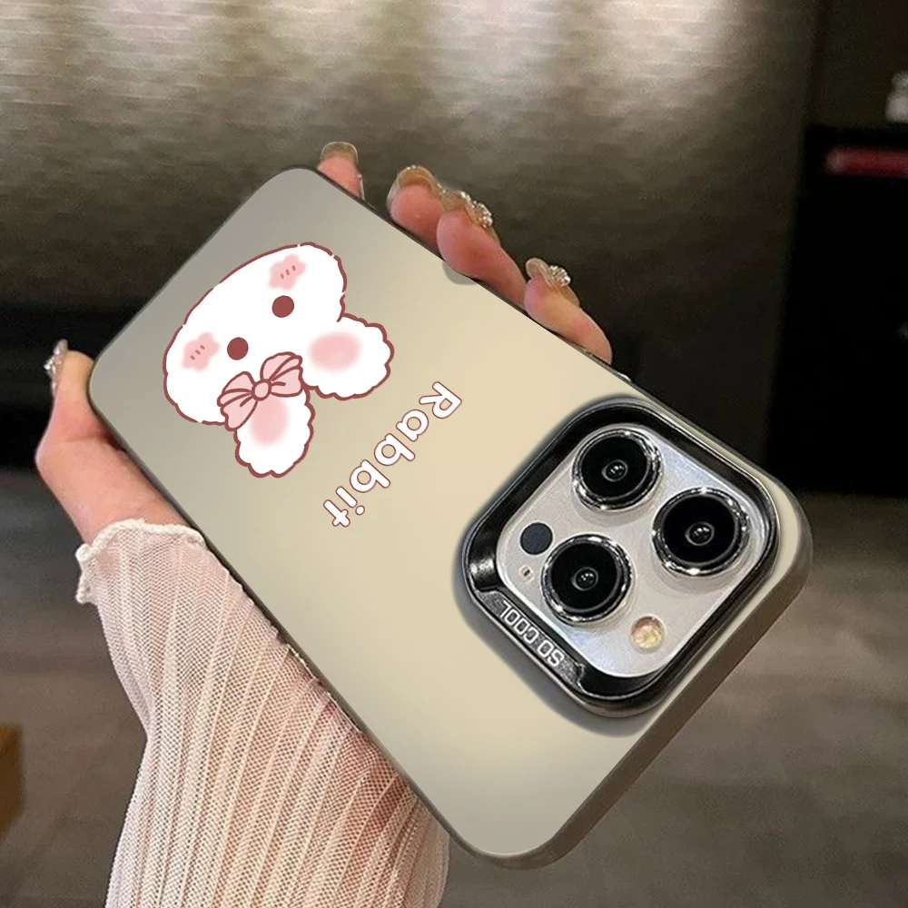 Чехол для Realme C65 C67 4G 5G C63 C55 C53 C51 Cute Rabbit Bear Cover C25Y C21Y C11 C30 C20 C12 IMD Plating