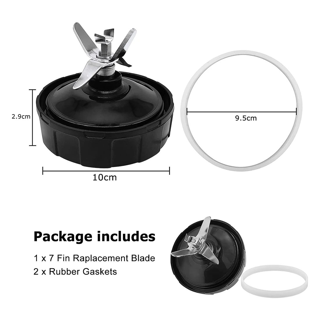 Blade Blender Parts ForNutri Ninja 7 Fins Extractor Blades Replacement Fit for Auto IQ BL480 488W Mor -Sturdy Easy Clean