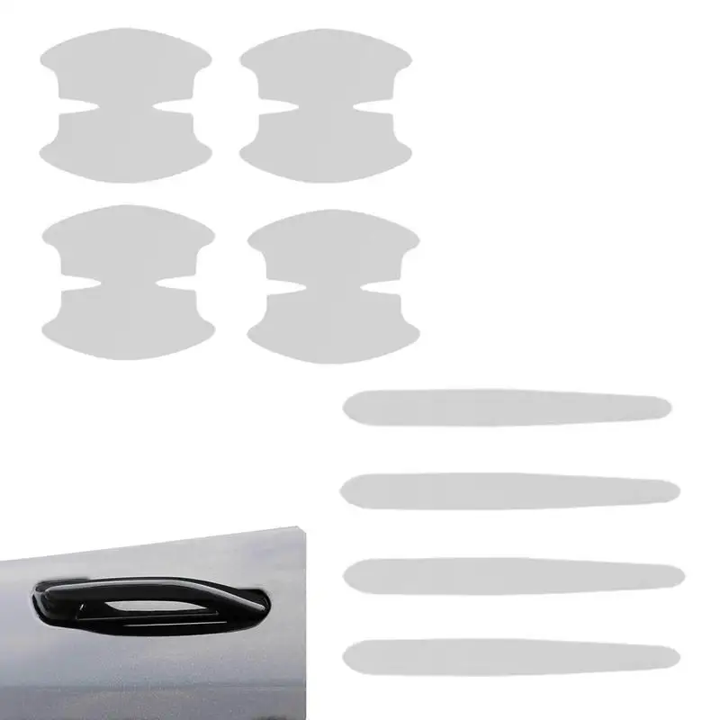 

Car Door Handle Protector Transparent 4pcs Door Cup Sticker Self-adhesive Invisible Handle Protectors For Vehicles Motorcycles