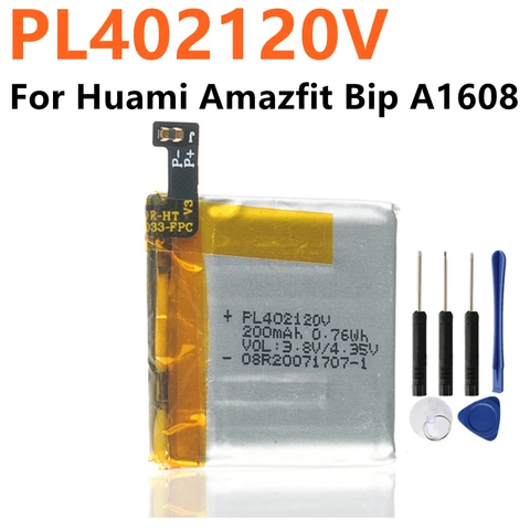 Перезаряжаемый полимерный литий-ионный аккумулятор PL402120V для смарт-часов Amazfit BIP A1608 + Бесплатные инструменты