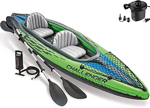 

Kayak, Inflatable Kayak Set with Aluminum Oars and High Output Air-Pump