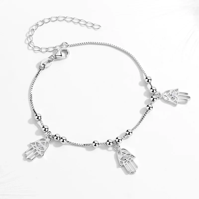 Kaletine Luck Hamsa браслет с бусинами из серебра 925 пробы для женщин подвесками ювелирные