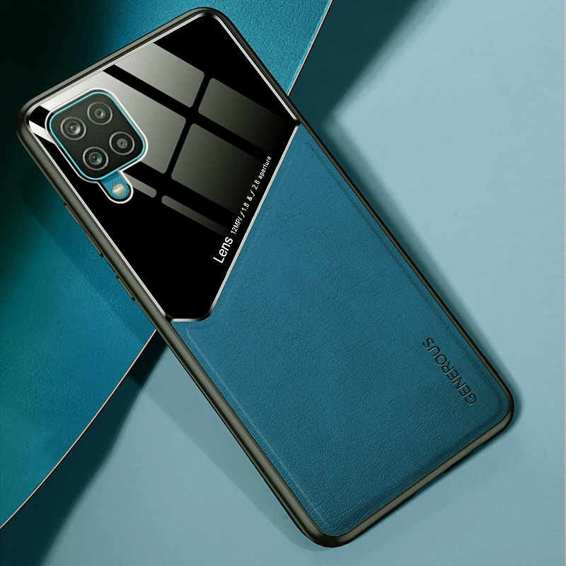 For Samsung Galaxy M32 M22 Case PU Leather Glossy Back Cover Soft Frame Shockproof Phone Case For Samsung Galaxy M32 4G European