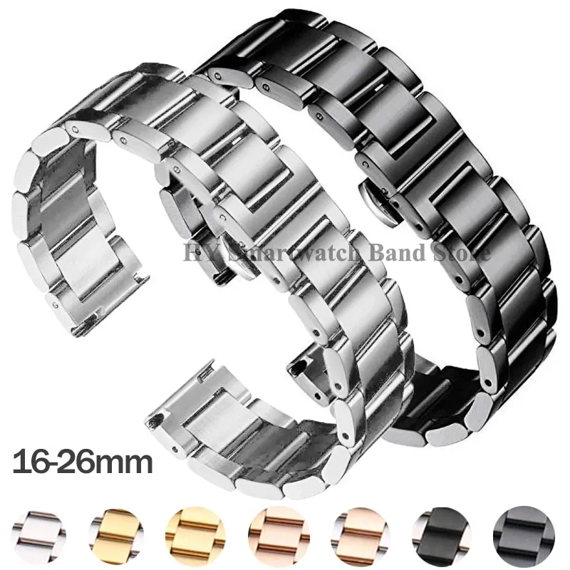 Ремешок для часов из нержавеющей стали 16 мм 18 20 21 22 24 26 полированный ремешок с