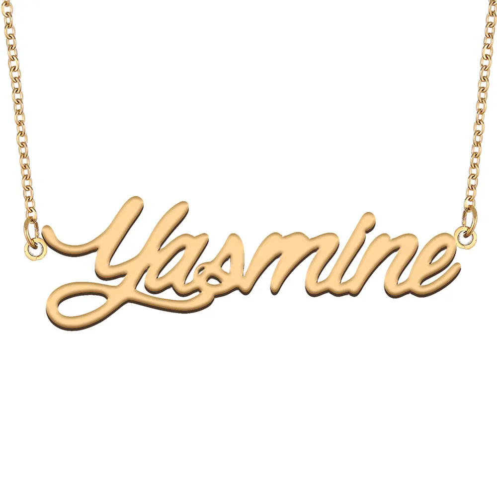 

Yasmine Name Necklace for Women Jewelry Stainless Steel Gold Color Nameplate Pendant Font Letters Choker Necklaces