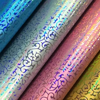 20x120cm laser rainbow mirror pu faux synthetic leather smooth fabric sheet for making cover bag craft diy bow earring