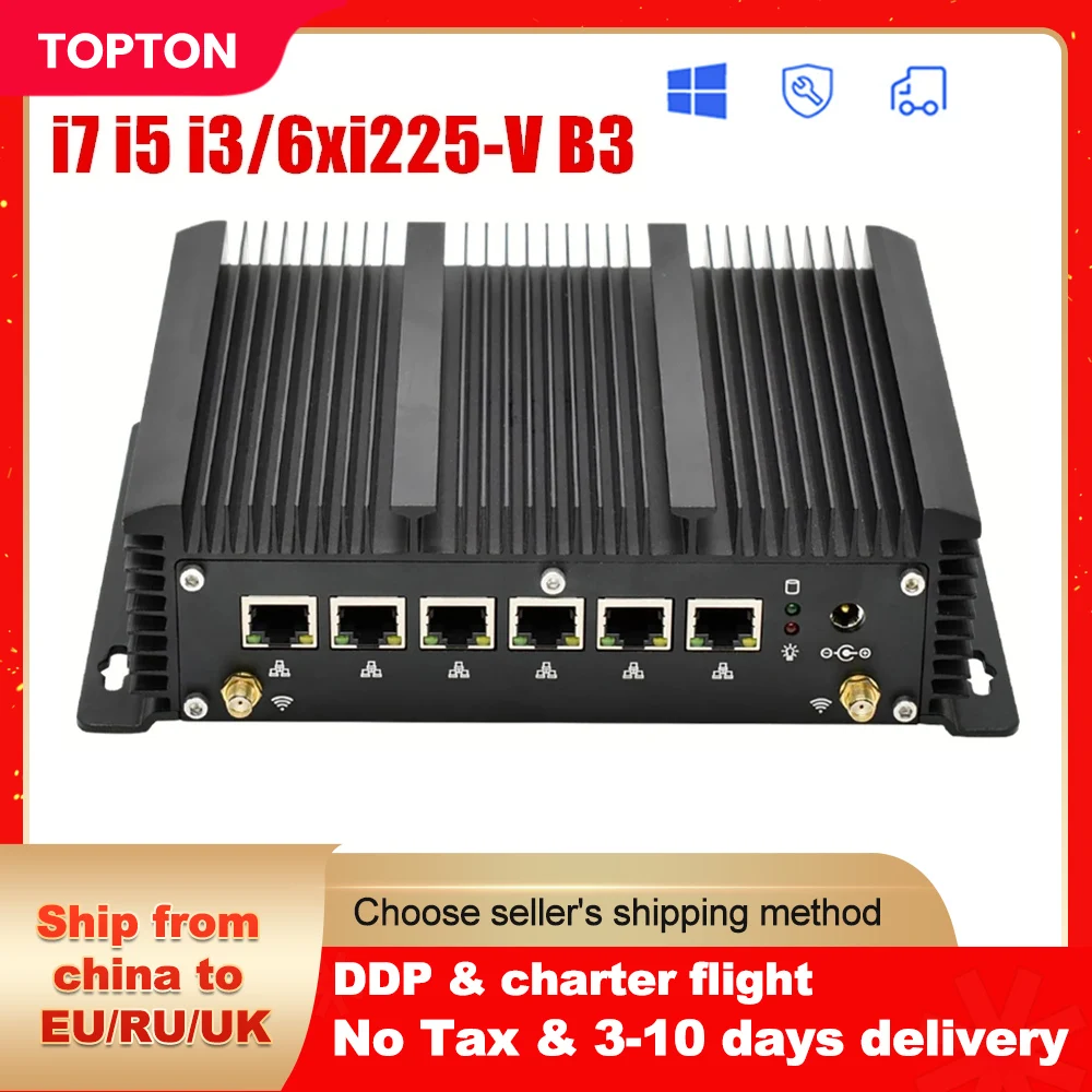 

New Fanless Mini PC i7 10810U i5 10210U 6xIntel i225-V B3 2500M Nics Mini Router 2*Rs232 pfSense ESXi Firewall Router Computer