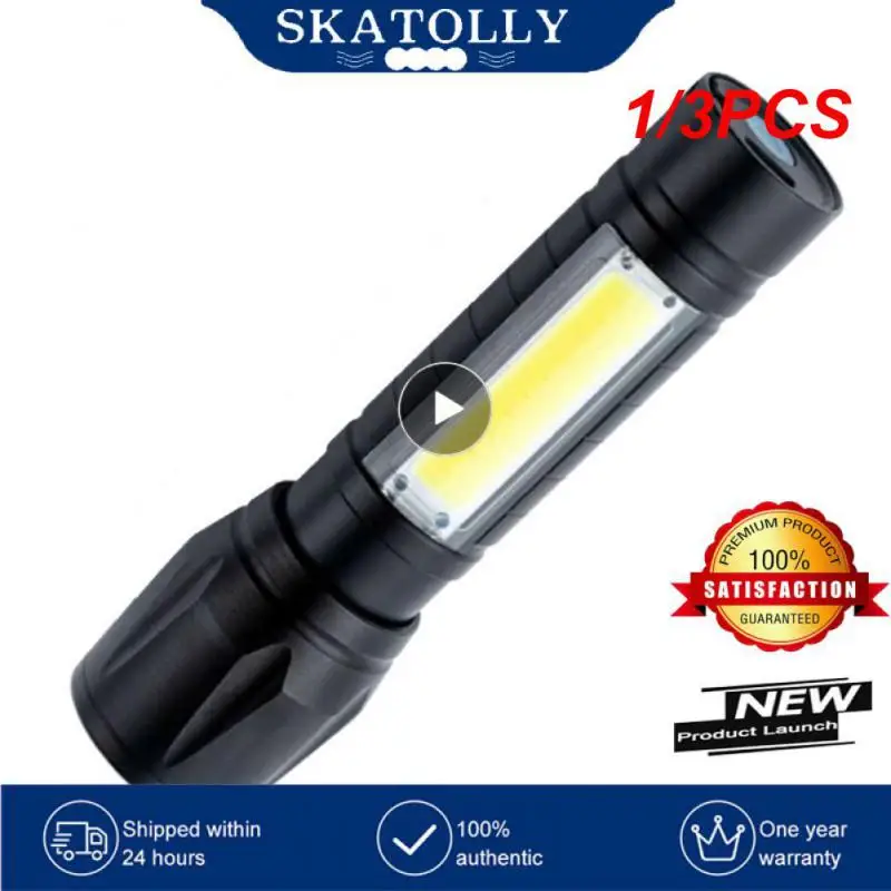

1/3PCS Zoom Mini Led Flashlight XP-G Q5 Flash Light Lantern Portable rechargeable Glare COB Flashlight Outdoor Camping