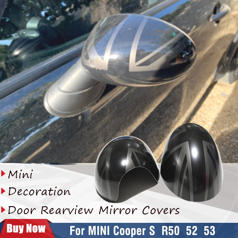 

For Mini Cooper S Hatchback Convertible R50 R52 R53 The Black Flag Rear View Mirror Covers Decoration