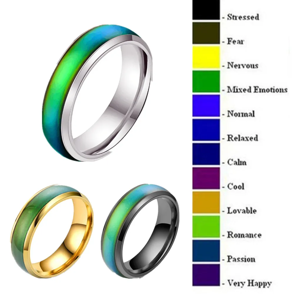 

Bxzyrt New Changing Color Stainless Steel Rings Mood Emotion Feeling Temperature Ring For Women Men Couples Rings Fine Jewelry