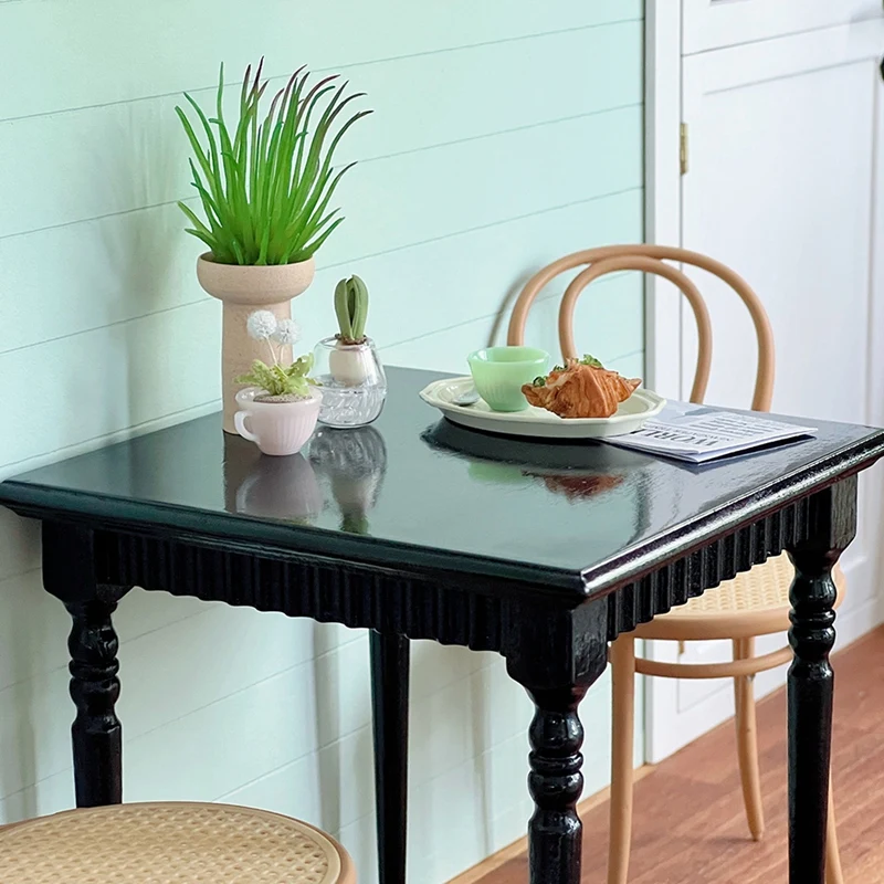 

1/6 Retro Solid Wood Square Dining Table Miniature Furniture Bjd Ob11 Gsc Blyth Soldier Lol Doll Accessories A