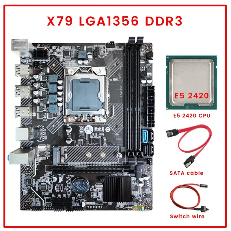 

Материнская плата X79 + процессор E5 2420 + кабель SATA + коммутационный кабель LGA1356 2XDDR 3 память ECC REG слот M.2 NVME SATA3.0 игровая материнская плата