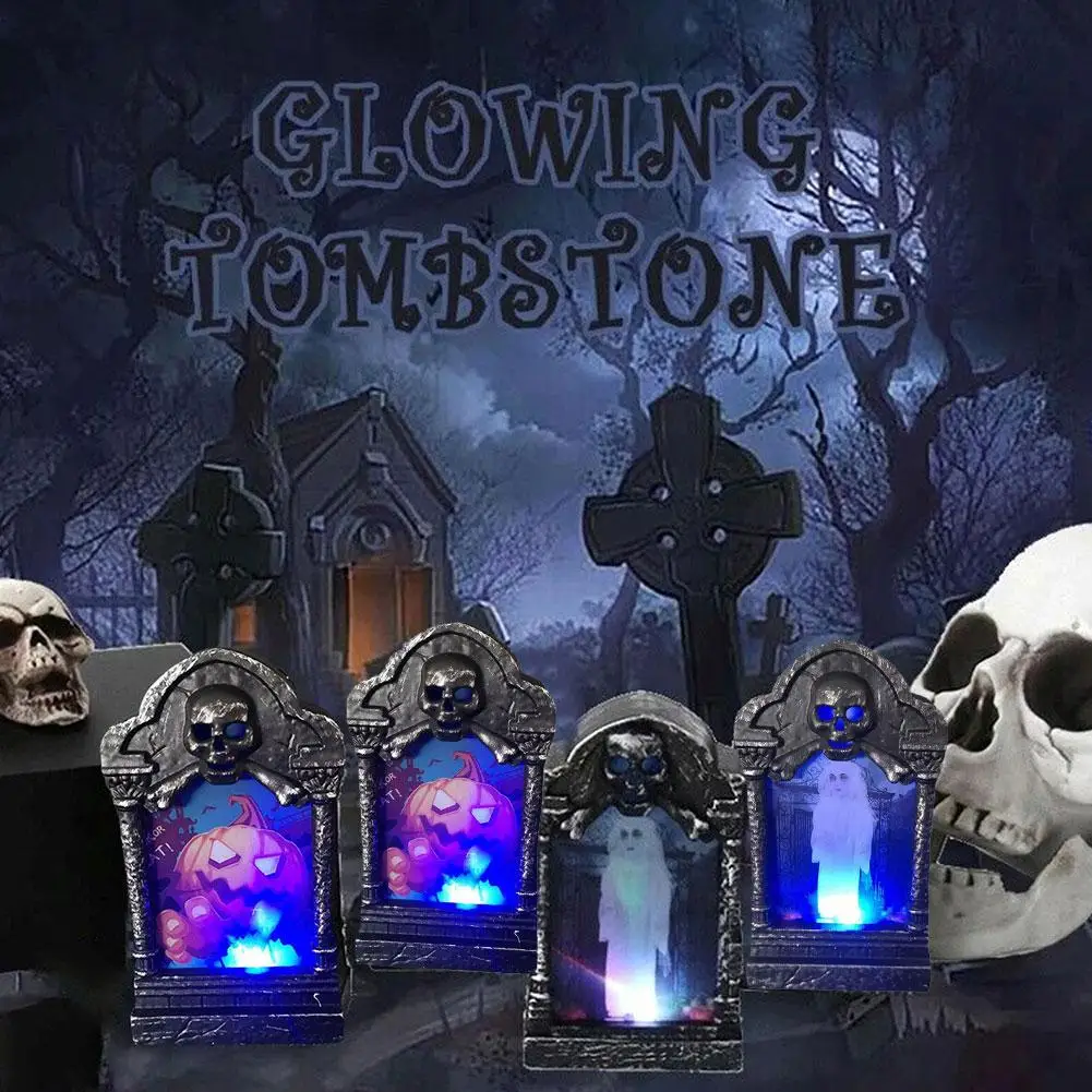 

Halloween Tombstone Lamp New LED Decorative Prop Candle Colorful Lamp Lamp Head Pumpkin Flash Lamp Portable Skull I4D1
