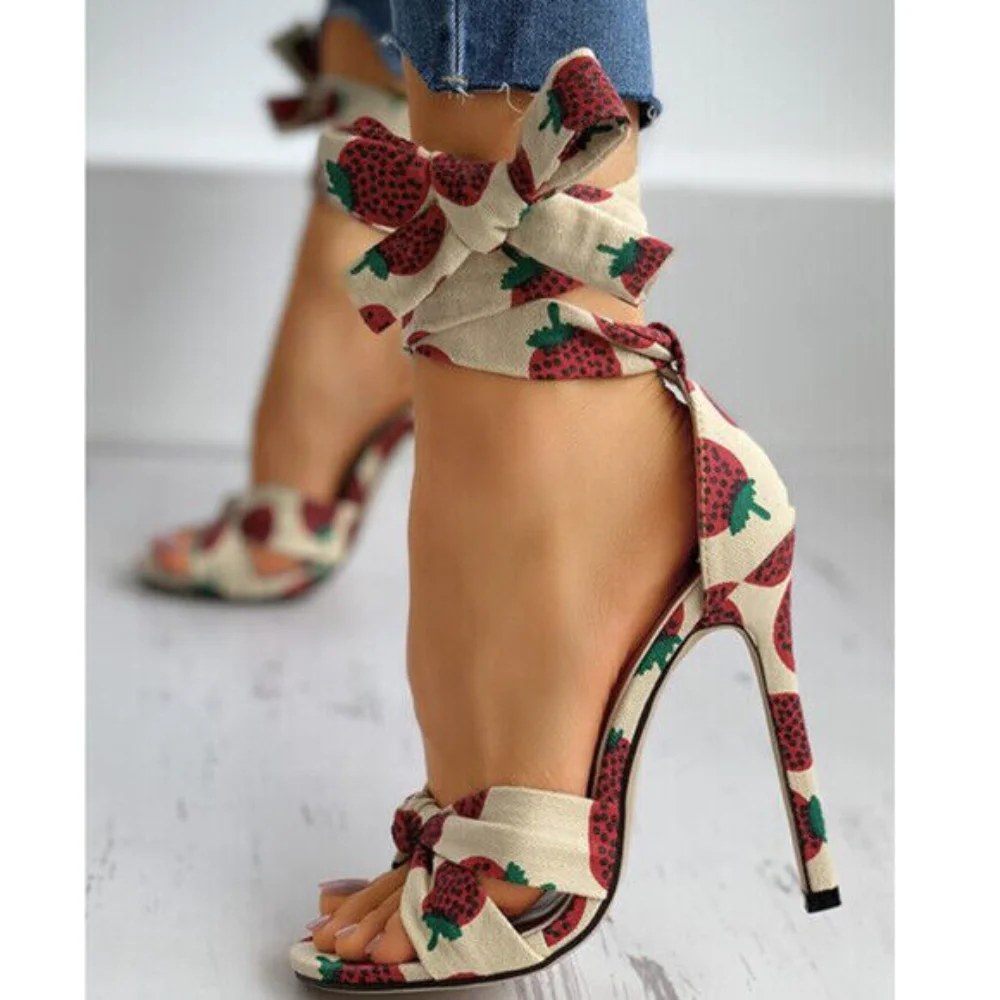 

Shoes Women Strawberry High Heels Pumps Sandals Summer Sexy LadiesNew 2023