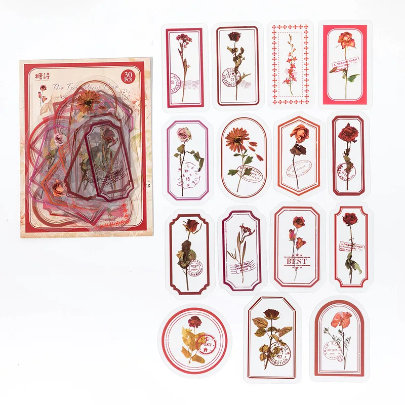 

MOONBIFFY Винтажные наклейки для декупажа 30 шт