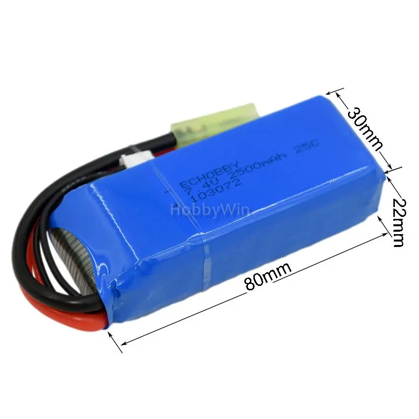 

7,4 В 2S 2500 мАч 25C Литий-полимерный аккумулятор EL2P Женская штепсельная Вилка для масштаба 1/16 1/18 Радиоуправляемый багги автомобиль грузовик гон...