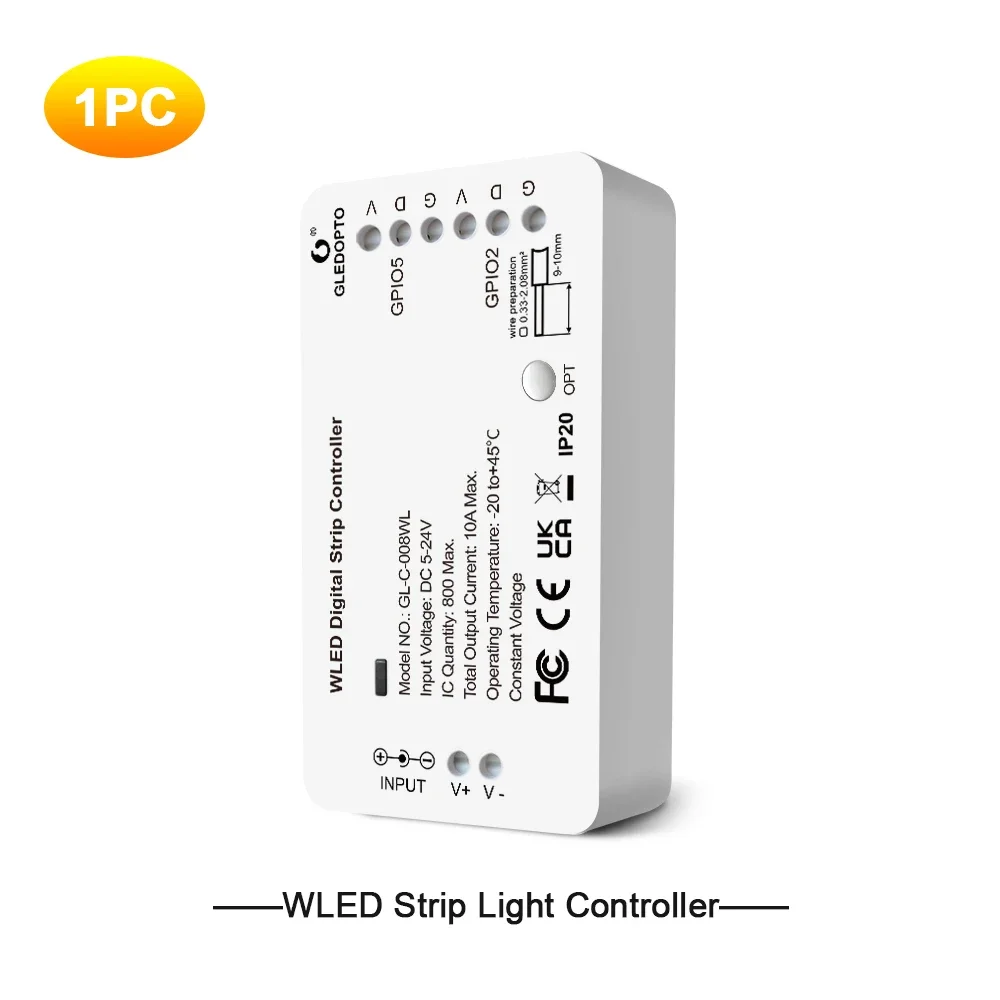 

GLEDOPTO WLED-контроллер для светодиодной ленты, 5-24 В, WS2812B, WS2811, SK6812, TM1814, WS2813, WS2815, RGBIC, цифровой контроллер Wi-Fi