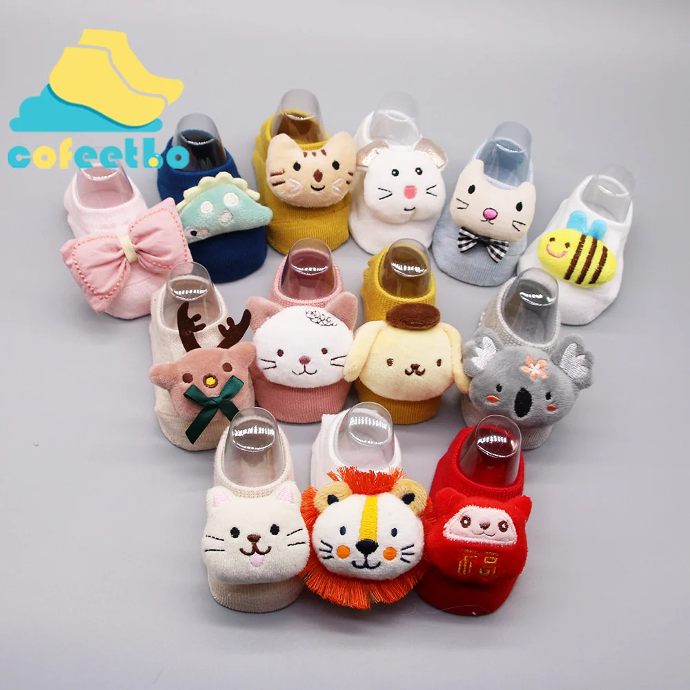 Cartoon Baby Floor Socks Anti Slip Breathable Soft Comfortable for Newsborn Infant Toddler Cute Doll Child Cotton Short Socks