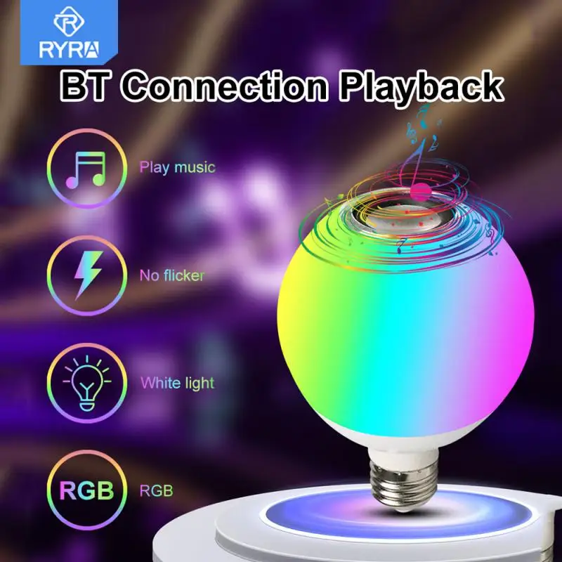 

Умная звуковая Bluetooth-лампа RYRA, Светодиодная лампа E27 RGB, умные лампочки с регулируемой яркостью, приложение для управления фотографиями, 15 Вт, музыка, RGB-Декор, лампы