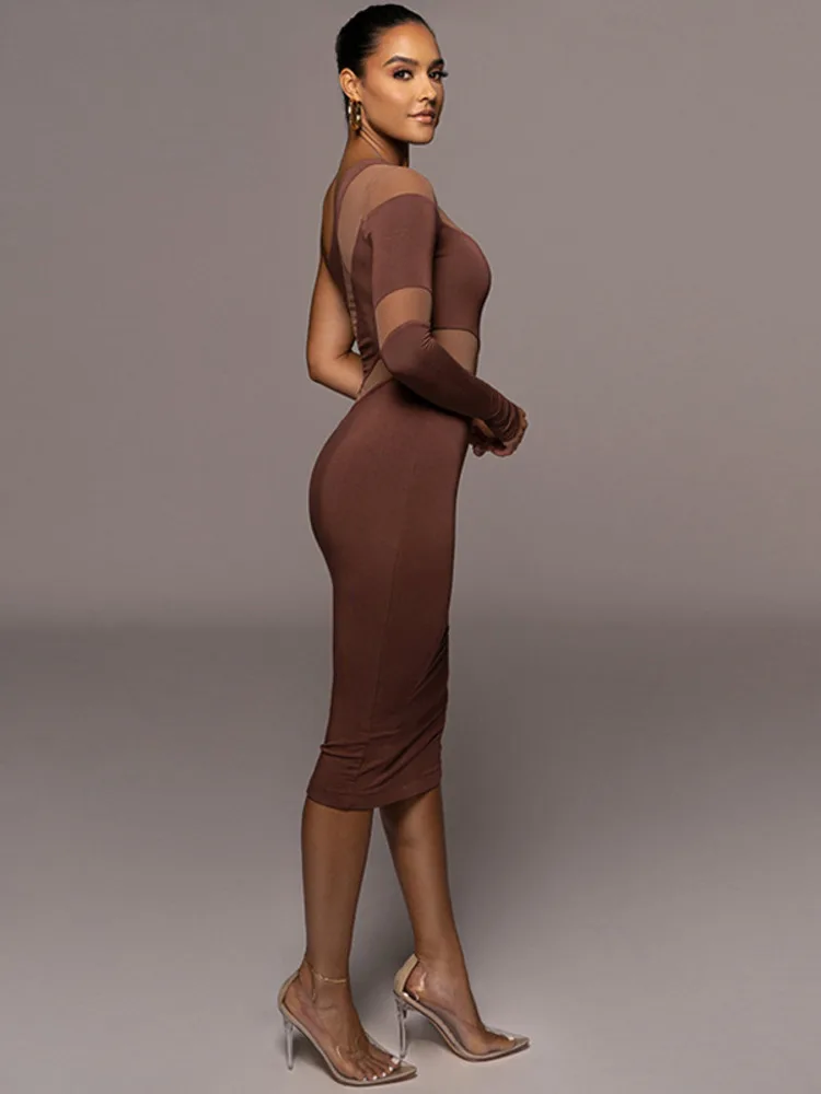 Женское Прозрачное платье с открытой спиной одним рукавом