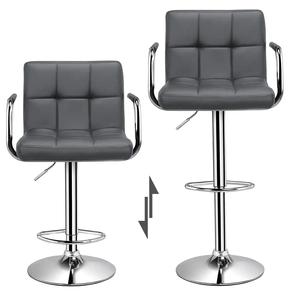 

SMILE MART 2pcs Faux Leather Adjustable Swivel Counter Bar Stools, Gray