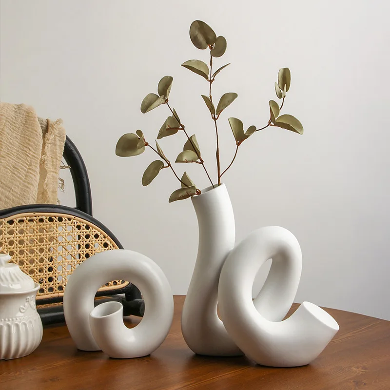 

Nordic Style Resin Vase Ornaments Living Room Dining Table Flower Arrangement Art Dried Flower Vases Home Decoration Accessorie