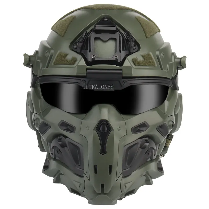 

Tactical Full Covered Helmet Airsoft Military Shooting Paintball Removable Helmets with Headset Fan Cs Games Army Wargame Gear