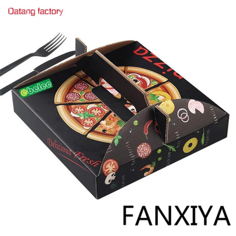 

Wholesale E flute Take Away Black Custom Print Pizza Boxes Fast Food Carton Pizza Packaging Box 12inch