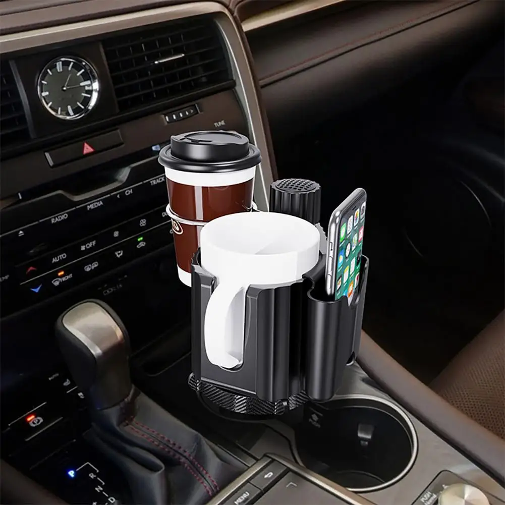 

Car Phone Holder Adjustable Base Multifunctional 4-in-1 Car Aromatherapy Water Cup Coffee Snacks Storage Holder Auto Organizer