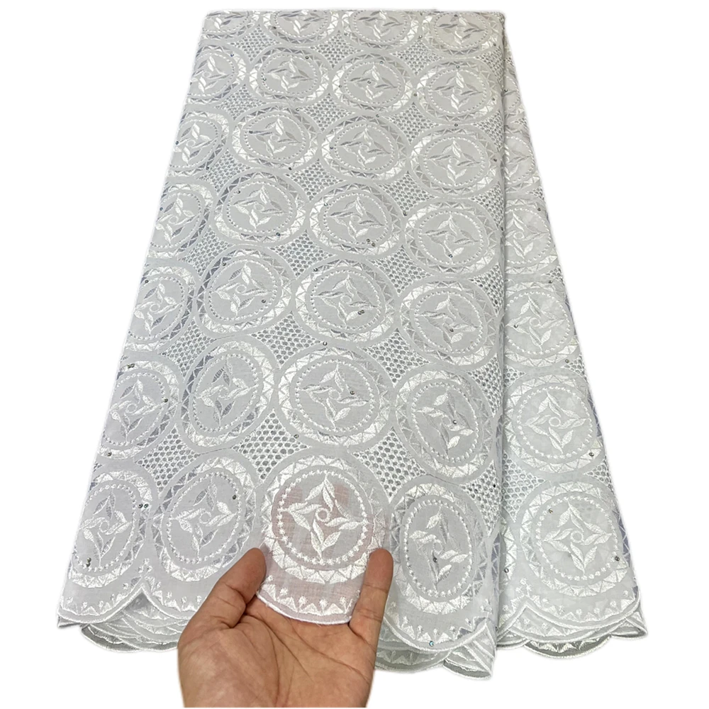 

LJ Voile Cotton Clothes 5 Yards White Soft Textile High Quality Breatheable African Women Dresses Sewing Laces Free Shipping